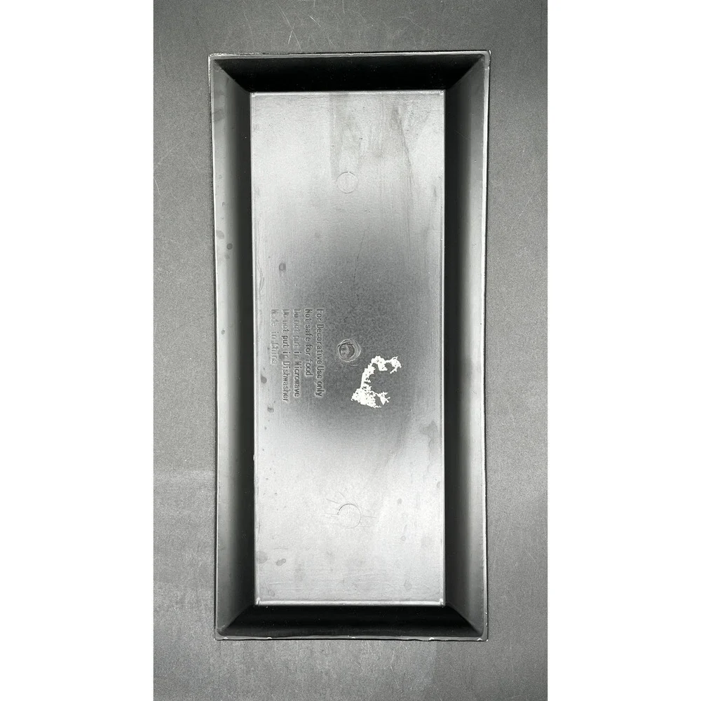 Heavy Plastic Silver Rectangular Decorative Tray Brushed Metallic 14x6.5